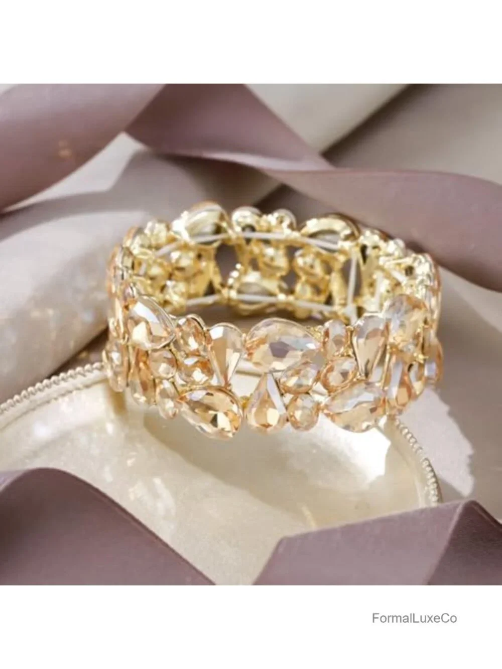Art Deco Crystal Stretch Bracelet Women Party Wedding Jewelry Gift